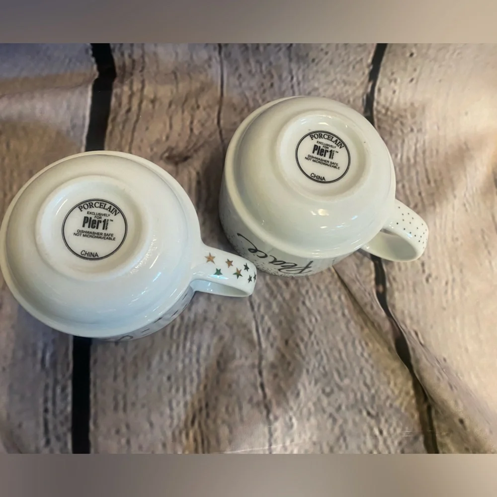 5/$20 Pier 1 Imports Holiday Sentiment Stackable‎ Mugs Set of 2 Replacement Cups